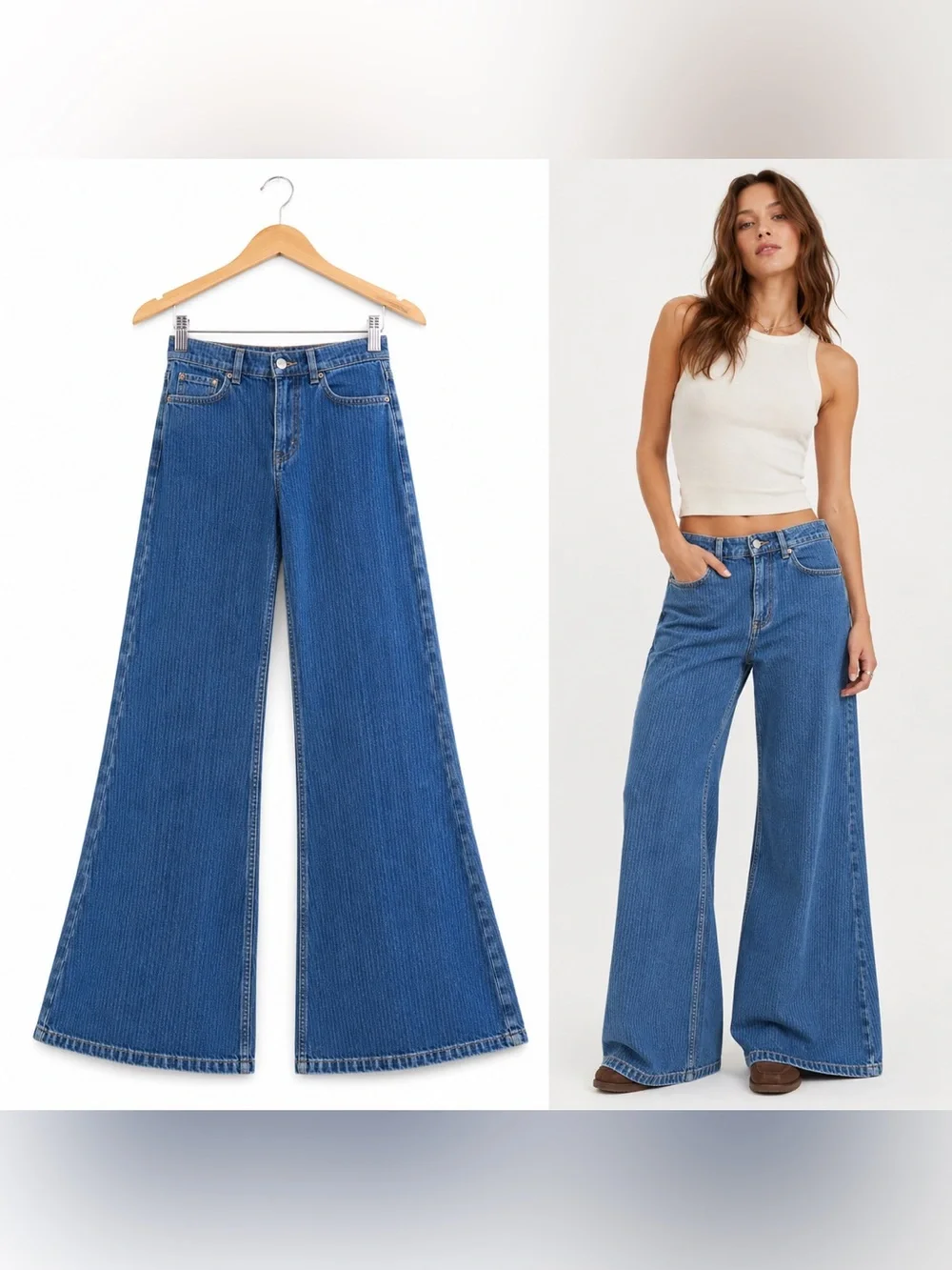 BDG Urban Outfitters Blue Pinstripe Wide Leg Jeans Size 26 High Rise